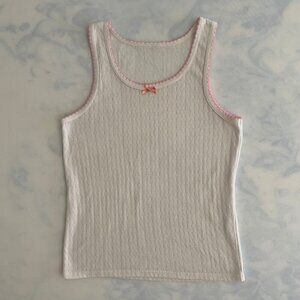 Coquette Pink Scalloped Hem & Bow Cable Knit Tank Top